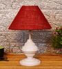 Maroon Shade Table Lamp With Metal Base