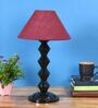 Maroon Shade Table Lamp With Metal Base