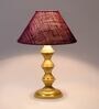 Maroon Shade Table Lamp With Metal Base