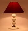 Maroon Shade Table Lamp With Metal Base