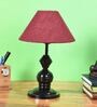 Maroon Shade Table Lamp With Metal Base