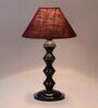 Maroon Shade Table Lamp With Metal Base