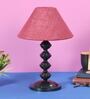 Maroon Shade Table Lamp With Metal Base