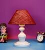 Maroon Shade Table Lamp With Metal Base
