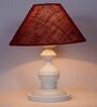 Maroon Shade Table Lamp With Metal Base