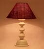 Maroon Shade Table Lamp With Metal Base