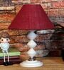 Maroon Shade Table Lamp With Metal Base