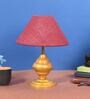Maroon Shade Table Lamp With Metal Base