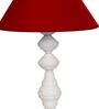 Maroon Shade Table Lamp With Metal Base