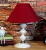 Maroon Shade Table Lamp With Metal Base