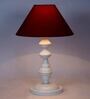 Maroon Shade Table Lamp With Metal Base