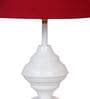 Maroon Shade Table Lamp With Metal Base