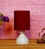 Maroon Shade Table Lamp With Metal Base