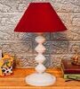 Maroon Shade Table Lamp With Metal Base