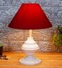 Maroon Shade Table Lamp With Metal Base