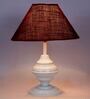 Maroon Shade Table Lamp With Metal Base