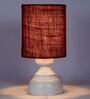 Maroon Shade Table Lamp With Metal Base