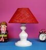 Maroon Shade Table Lamp With Metal Base