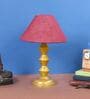 Maroon Shade Table Lamp With Metal Base