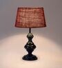 Maroon Shade Table Lamp With Metal Base