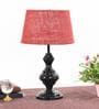 Maroon Shade Table Lamp With Metal Base