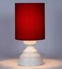 Maroon Shade Table Lamp With Metal Base