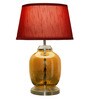 Ashley Maroon Cottan Fabric Shade Night Lamp With Metal & Glass Base