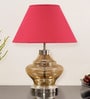 Belfast Maroon Cottan Fabric Shade Night Lamp With Metal & Glass Base