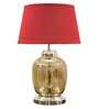 Ashley Maroon Cottan Fabric Shade Night Lamp With Metal & Glass Base