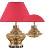 Belfast Maroon Cottan Fabric Shade Night Lamp With Metal & Glass Base