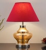 Belfast Maroon Cottan Fabric Shade Night Lamp With Metal & Glass Base