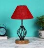 Maroon Shade Table Lamp With Shade Table Lamp With Wood & Iron Base