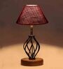 Maroon Shade Table Lamp With Shade Table Lamp With Wood & Iron Base