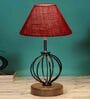 Maroon Shade Table Lamp With Shade Table Lamp With Wood & Iron Base