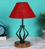 Maroon Shade Table Lamp With Shade Table Lamp With Wood & Iron Base