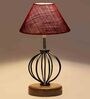 Maroon Shade Table Lamp With Shade Table Lamp With Wood & Iron Base