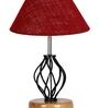 Maroon Shade Table Lamp With Shade Table Lamp With Wood & Iron Base