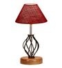Maroon Shade Table Lamp With Shade Table Lamp With Wood & Iron Base