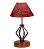Maroon Shade Table Lamp With Shade Table Lamp With Wood & Iron Base