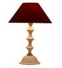 Maroon Shade Table Lamp With White Metal Base