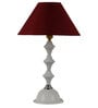 Maroon Shade Table Lamp With White Metal Base