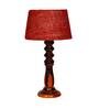 Admiration Maroon Natural Fiber Shade Night Lamp With Wood Base