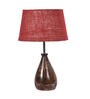Indulge Maroon Natural Fiber Shade Night Lamp With Wood Base