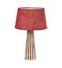 Healy Maroon Natural Fiber Shade Night Lamp With Wood Base