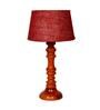 Drax Maroon Natural Fiber Shade Night Lamp With Wood Base