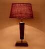 Novara Maroon Natural Fiber Shade Night Lamp With Wood Base