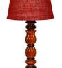 Hector Maroon Fabric Shade Night Lamp With Wood Base