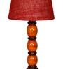 Elona Maroon Natural Fiber Shade Night Lamp With Wood Base