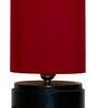 Maroon Shade Table Lamp With Wood Base