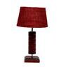 Florence Maroon Natural Fiber Shade Night Lamp With Wood Base